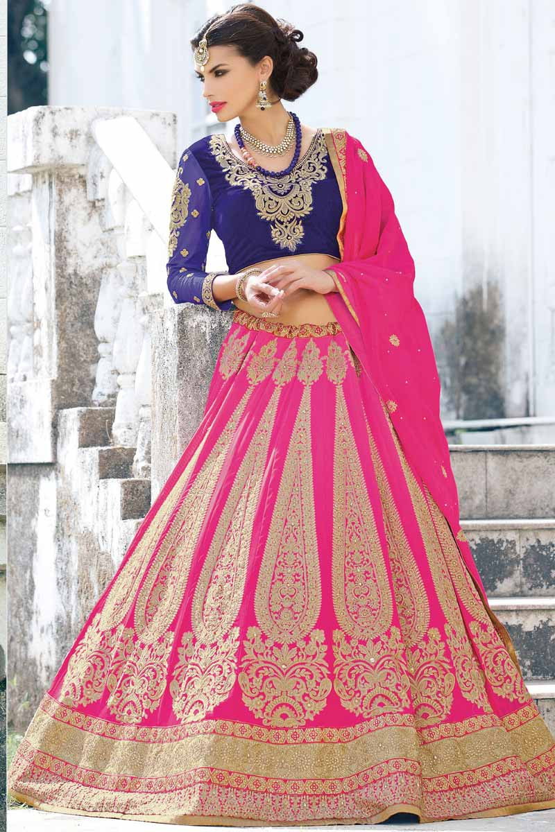 Pink #Georgette Lehenga Choli With Dupatta is fabricated with zari, resham  embroidery, stone, bea… | Party wear lehenga, Designer bridal lehenga,  Indian bridal wear
