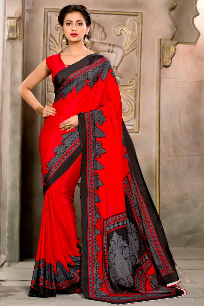Buy Multi Color Crepe Silk Party Wear Digital Printed Saree Online From  Wholesale Salwar.