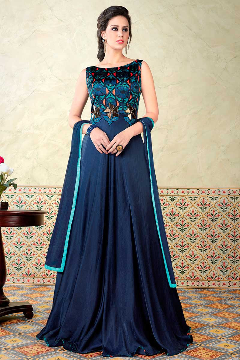 Long dress blue colour online