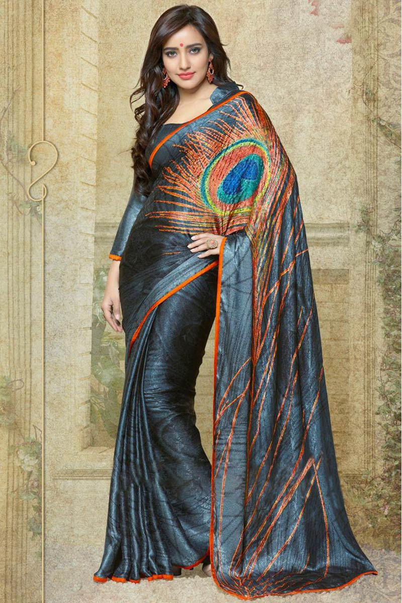 Poly crepe saree new arrivals