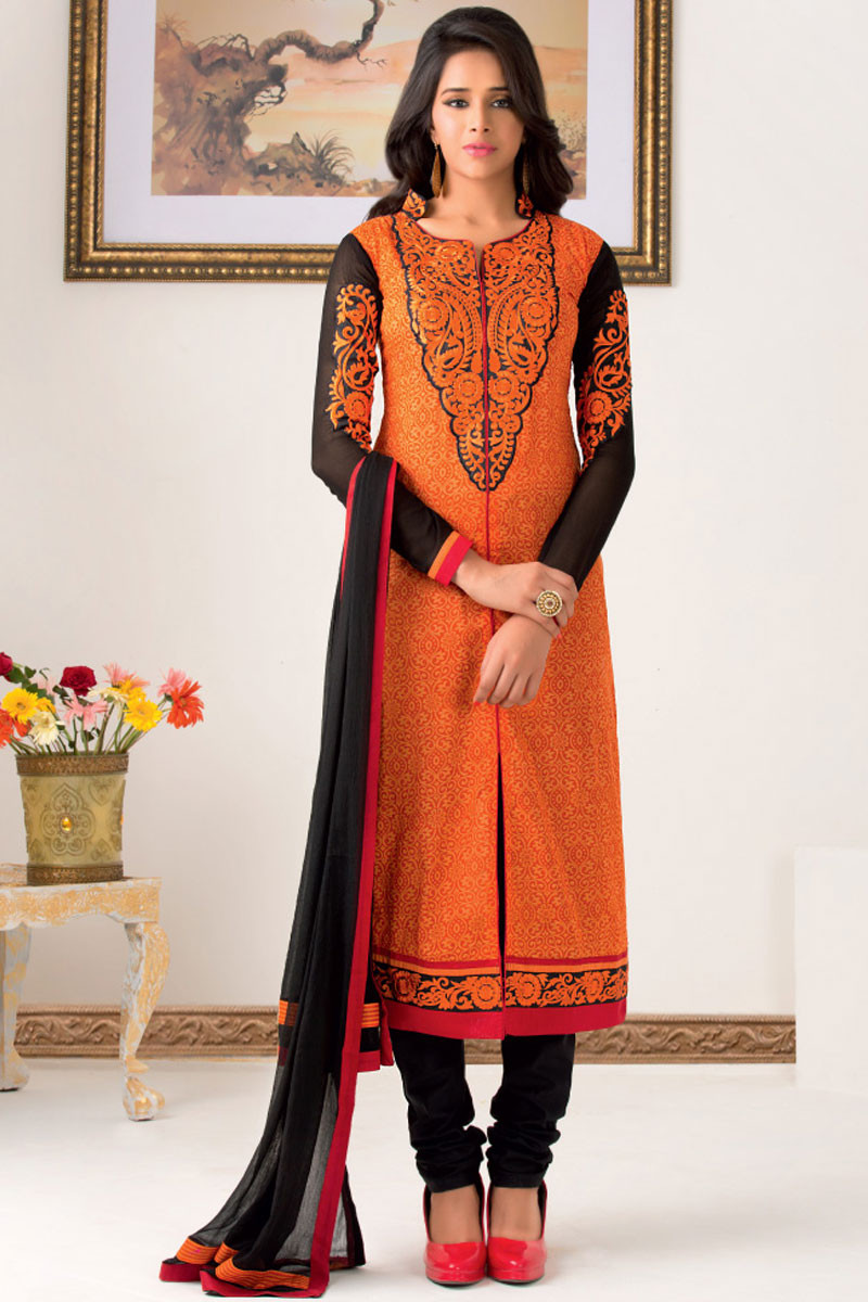 Black and orange best sale churidar