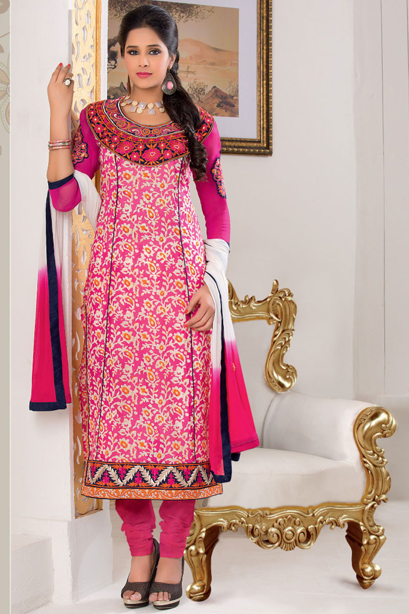 New Stylist Mauve Churidar Suit with Printed Work LSTV113476