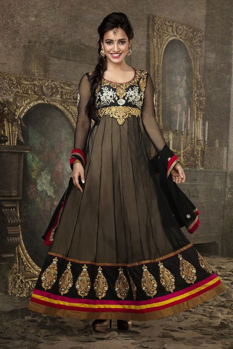 Black cheap chiffon churidar