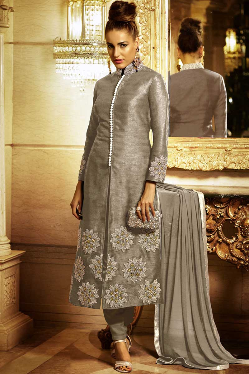 Silk churidar cheap designs for stitching