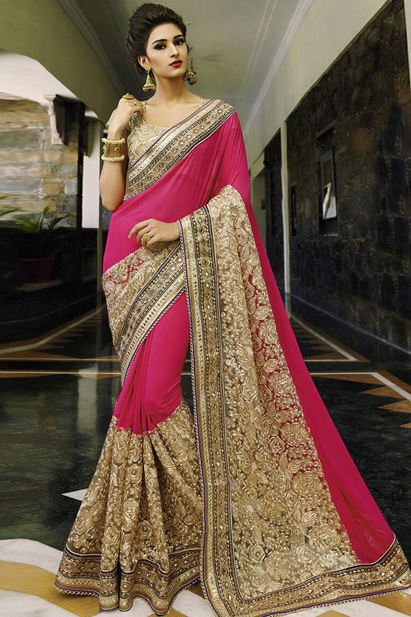 Buy Saree, Pink Cream Saree, Silk Saree, Stitched Blouse, Designer Saree,  Ready to Wear, Wedding Wear, Traditional Saree, Bridal Saree, RR-4038  Online in India - Etsy