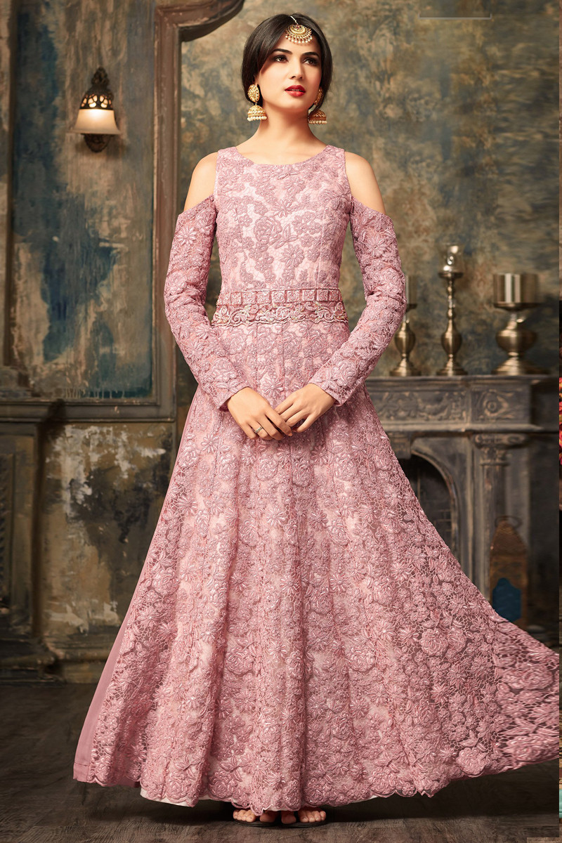 Net anarkali dress online shopping deals