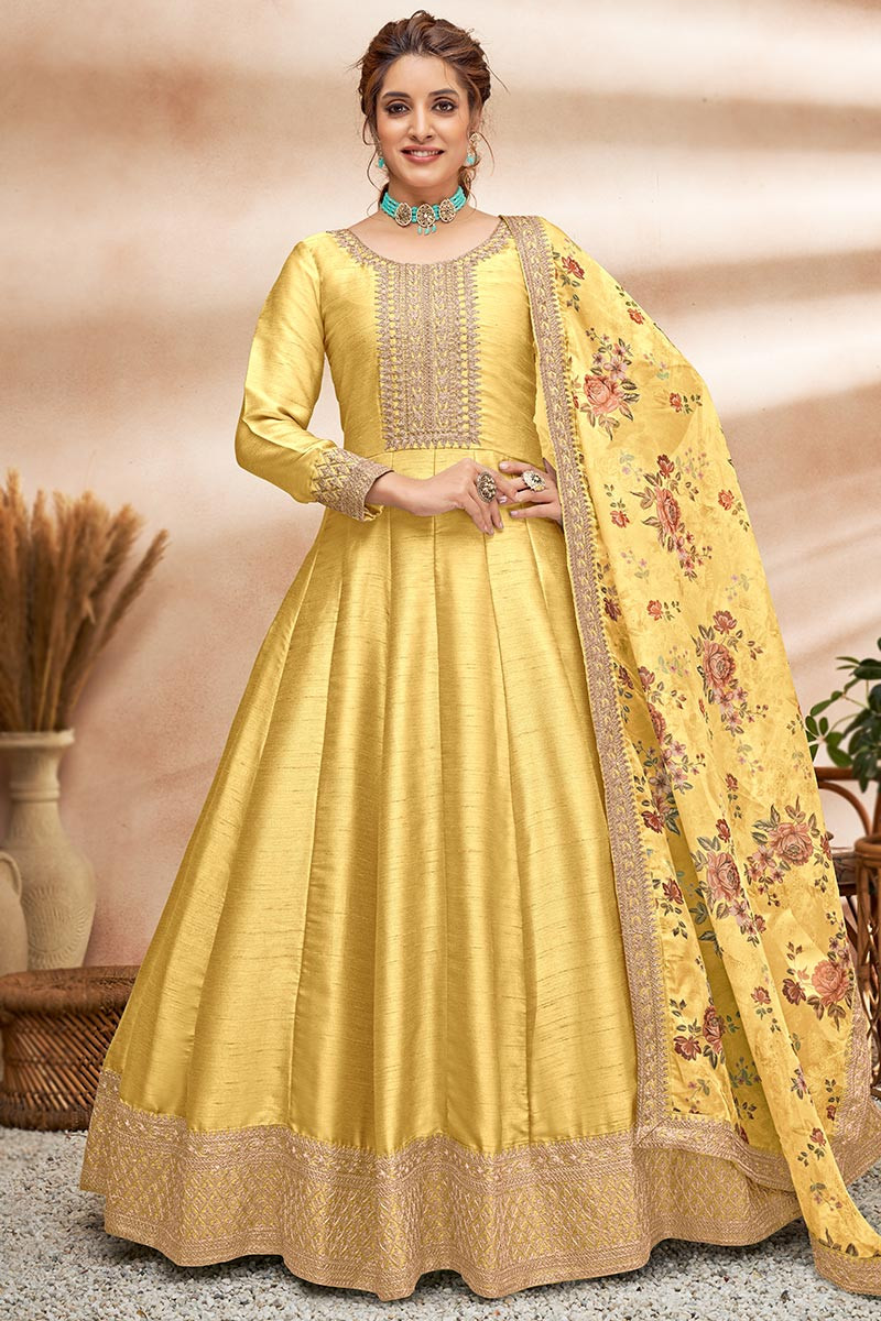 Silk store yellow suit