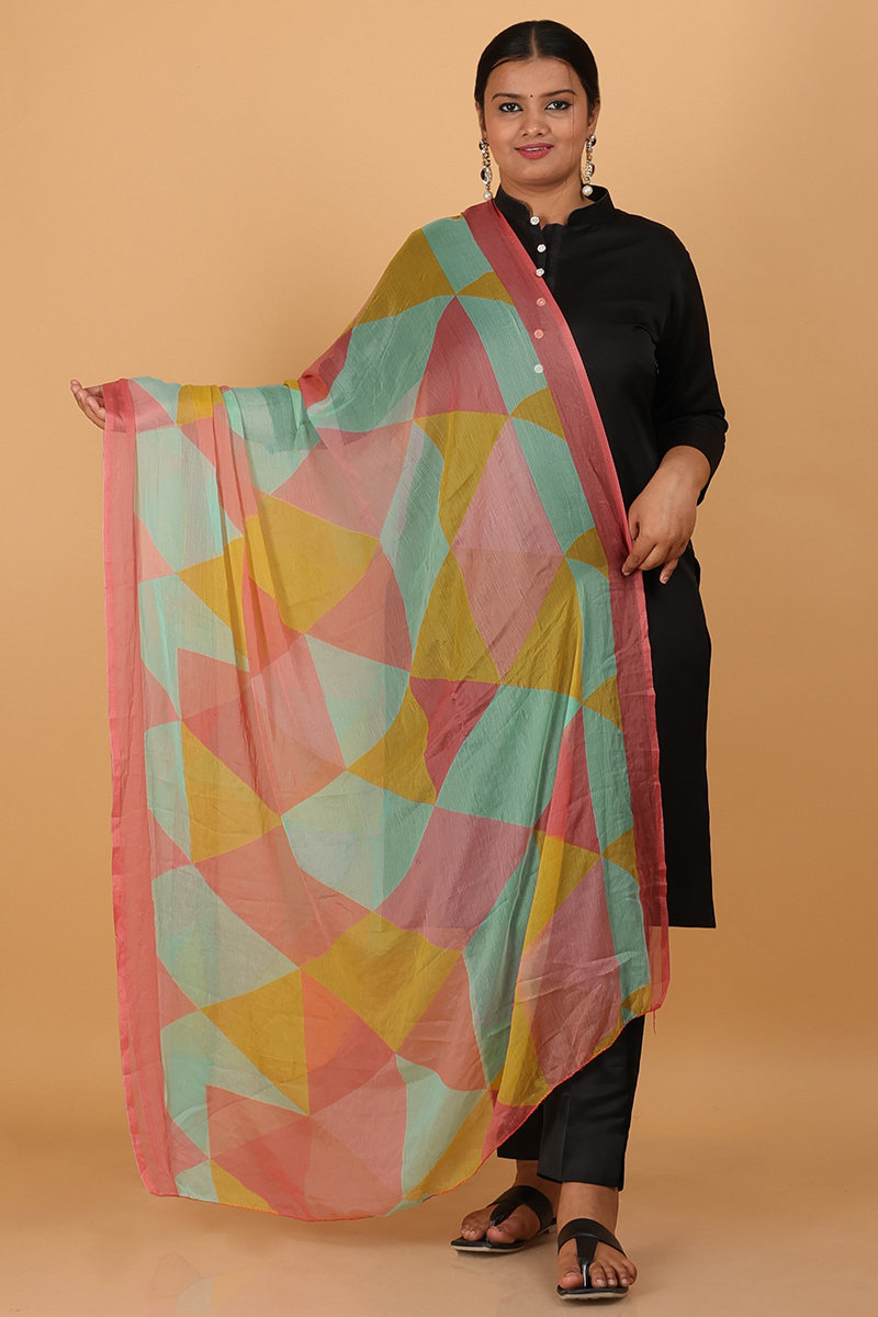Multi Color Chiffon Printed Dupatta