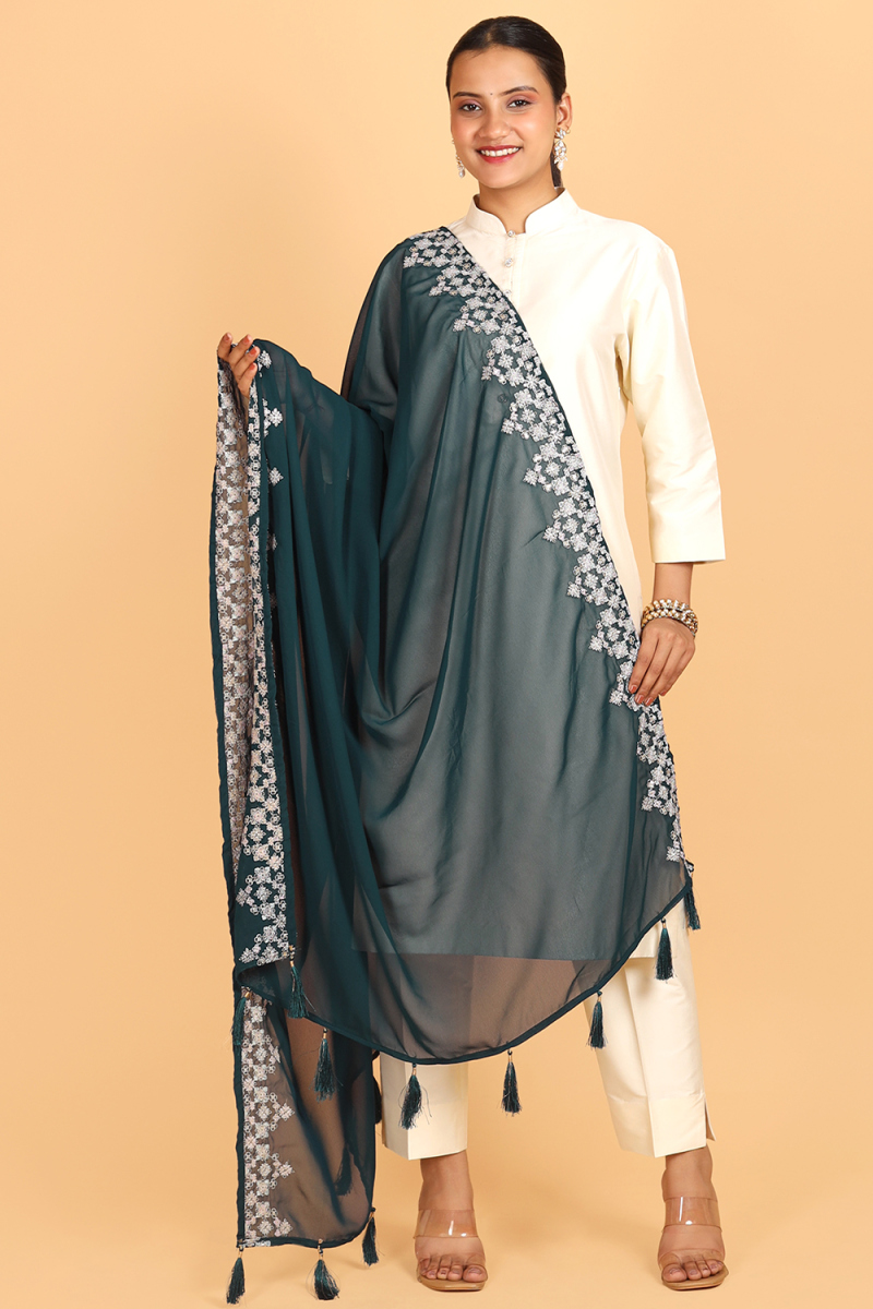  Light Mauve Georgette Sequins Embroidered Dupatta