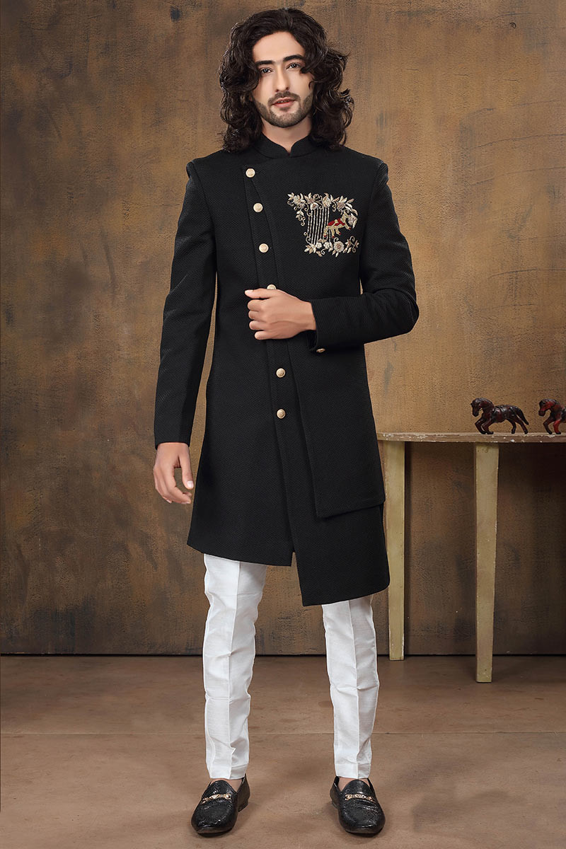 Pakistani black sherwani clearance