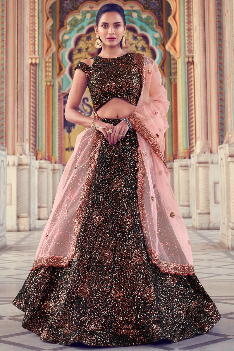 Black and pink lehenga choli clearance
