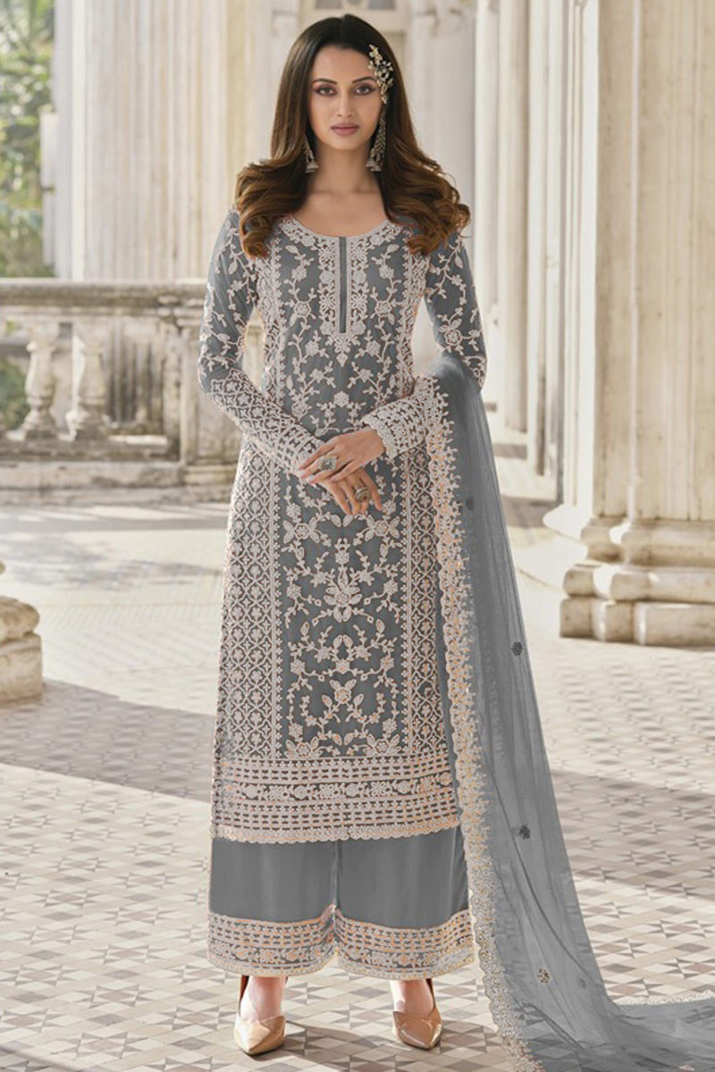 Buy Prom Plus Size Dress Net Dusty Blue Palazzo Suit LSTV117367