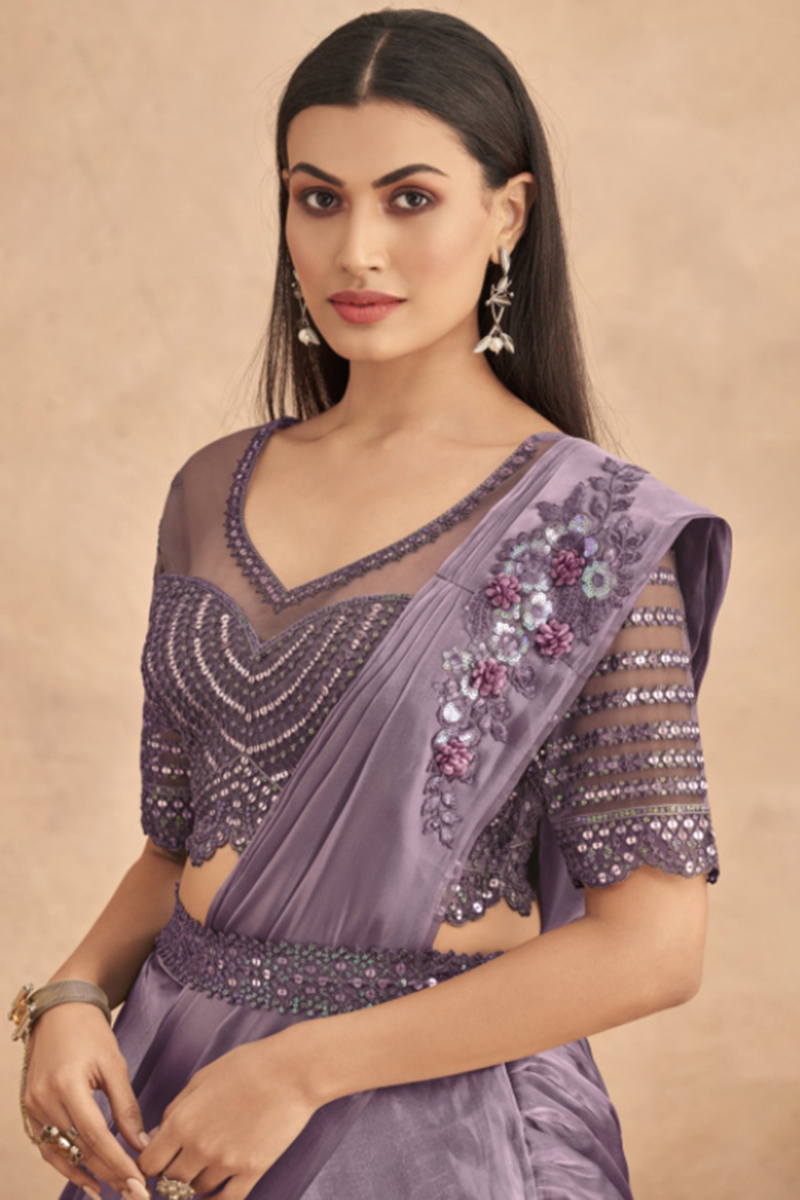 Lehenga Saree for Women in Mauve Color