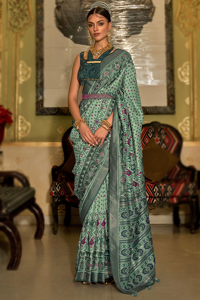 Amazing mint green silk saree for wedding - G3-WSA53201 | G3fashion.com