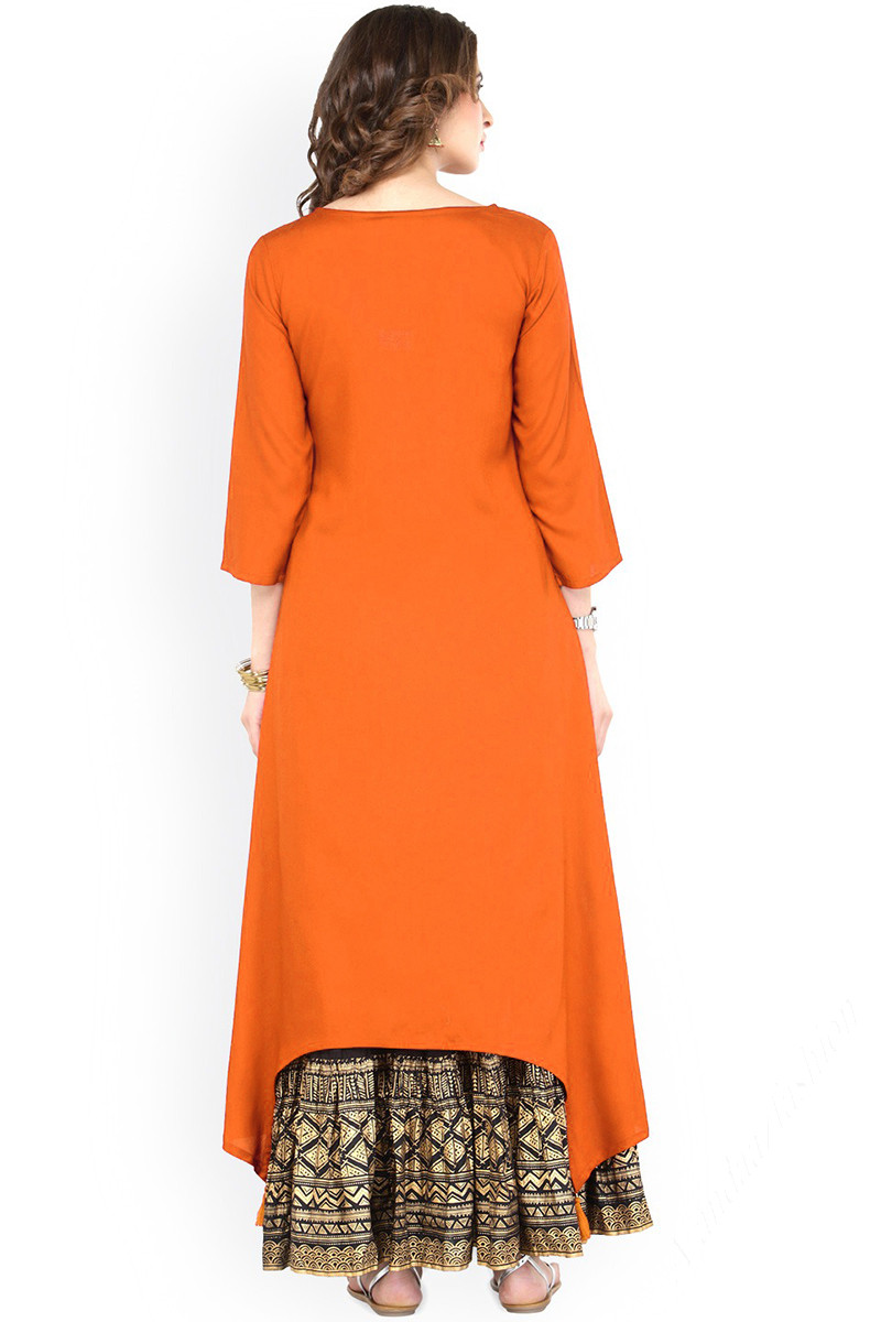 Buy Asian Dusty Orange Rayon Long Kurti LKV002115