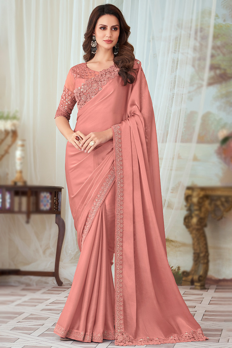 Chiffon embroidered sales saree