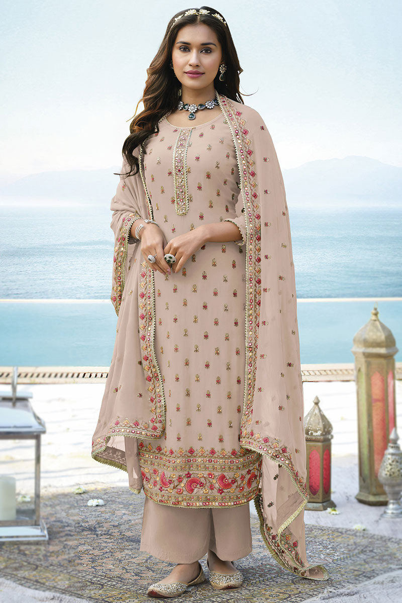 Peach color palazzo suit shop