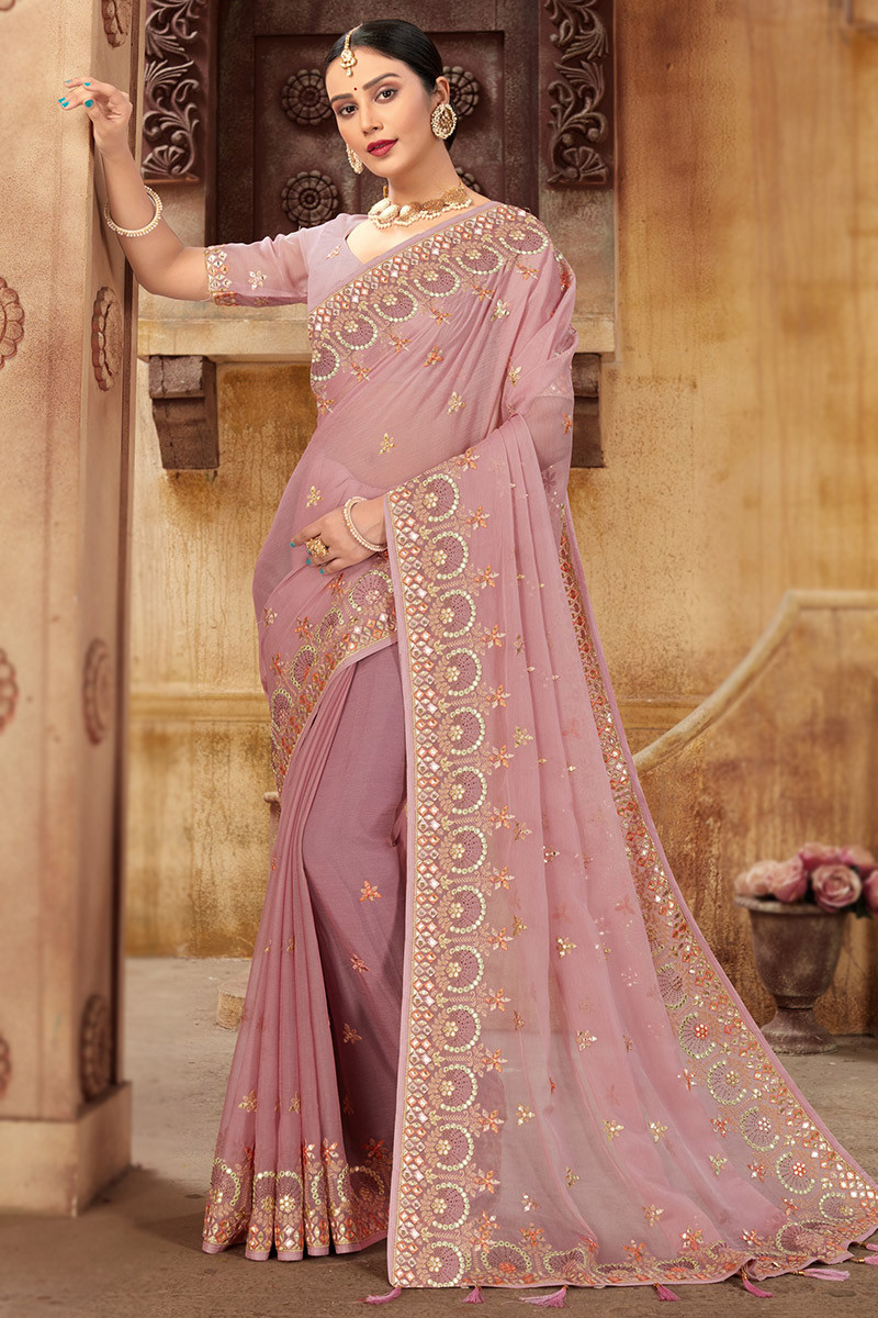 Embroidery chiffon saree hotsell