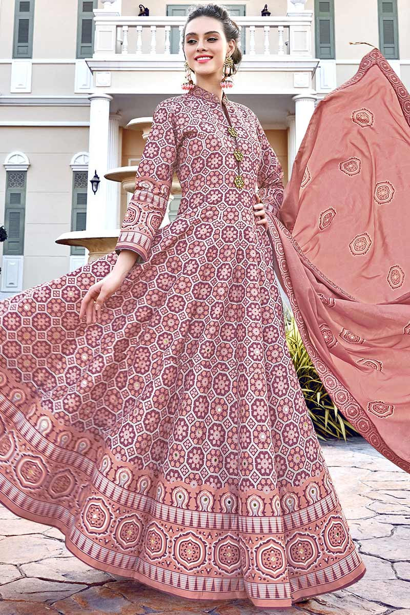 Silk top cotton anarkali
