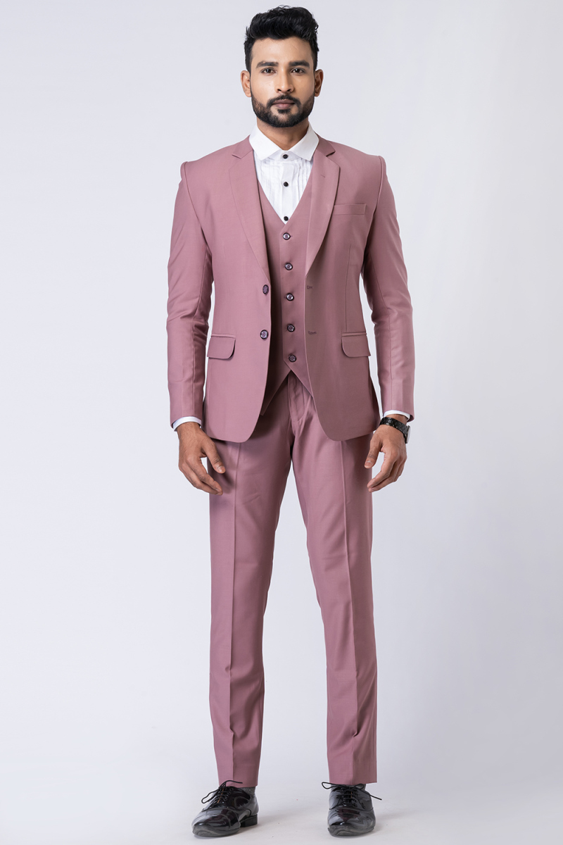 Dusty Pink Men's Polyester Tuxedo Suit