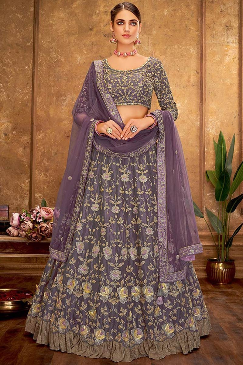 Evening Party Wear Magenta Net Designer Lehenga Choli | Shaadi Dress