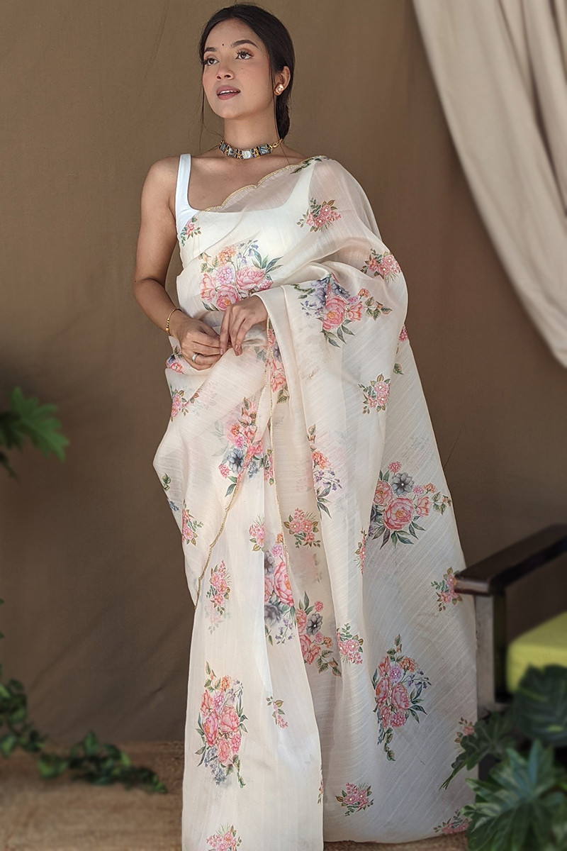 Bewitching Freesia Organza Saree