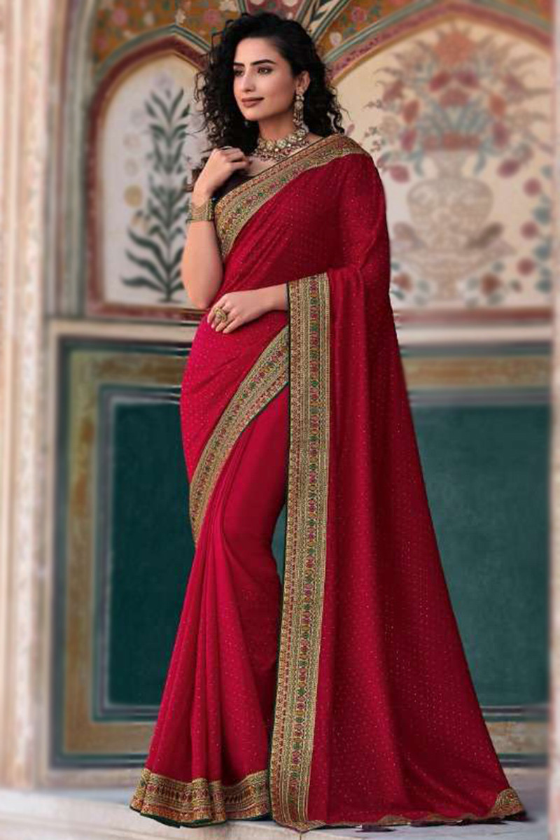 Printed Elegant Look Ladies Green And Red Traditional Gulmarg Silk Sarees  With Blouse at Best Price in Delhi | M.k. Sarees