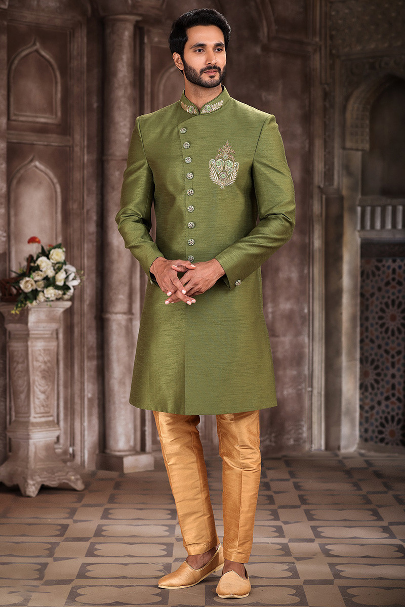 Olive sherwani hotsell