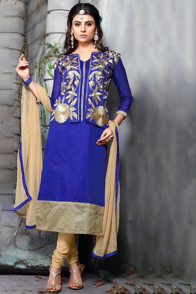 Royal blue sale churidar suit