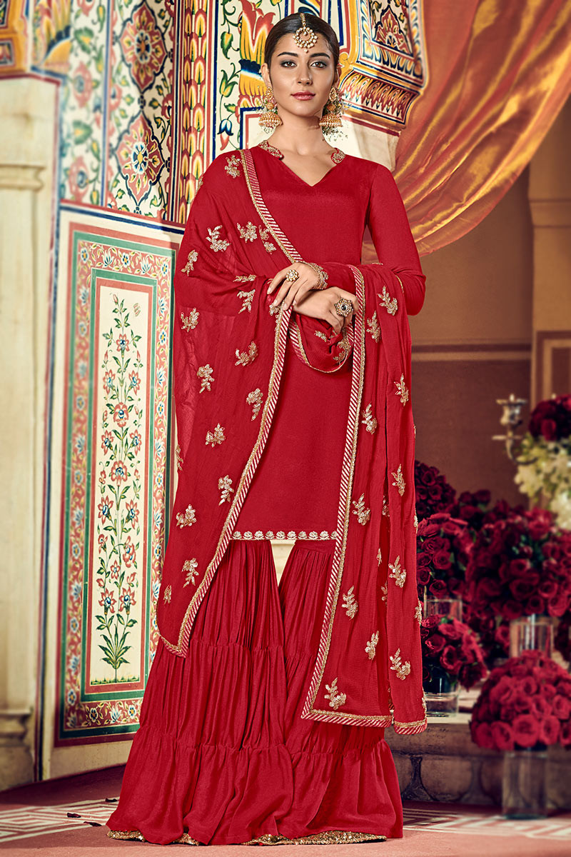 Red sharara designs top