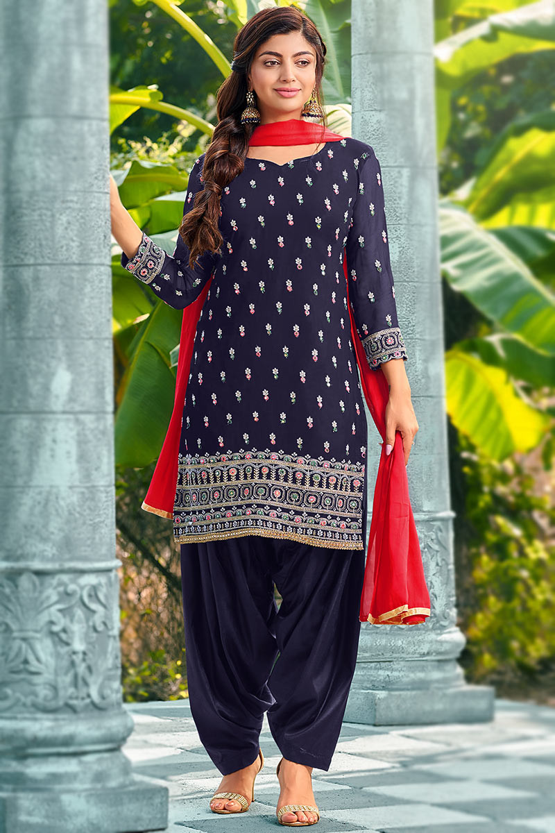 Dark blue punjabi suit store