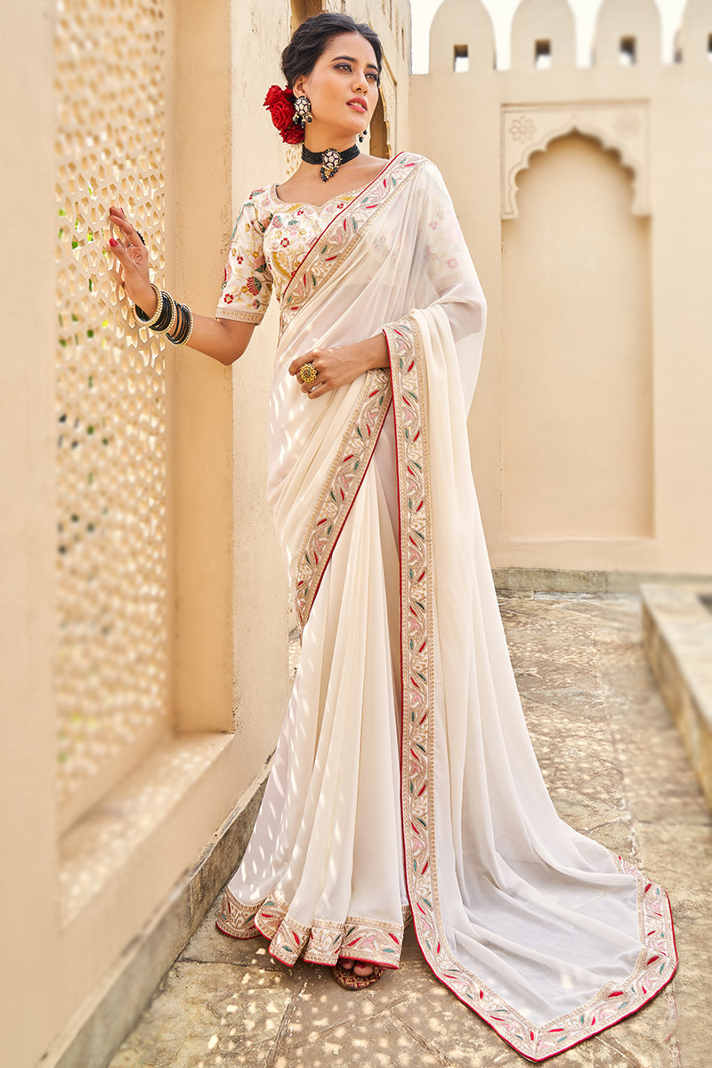 Off white hot sale saree online