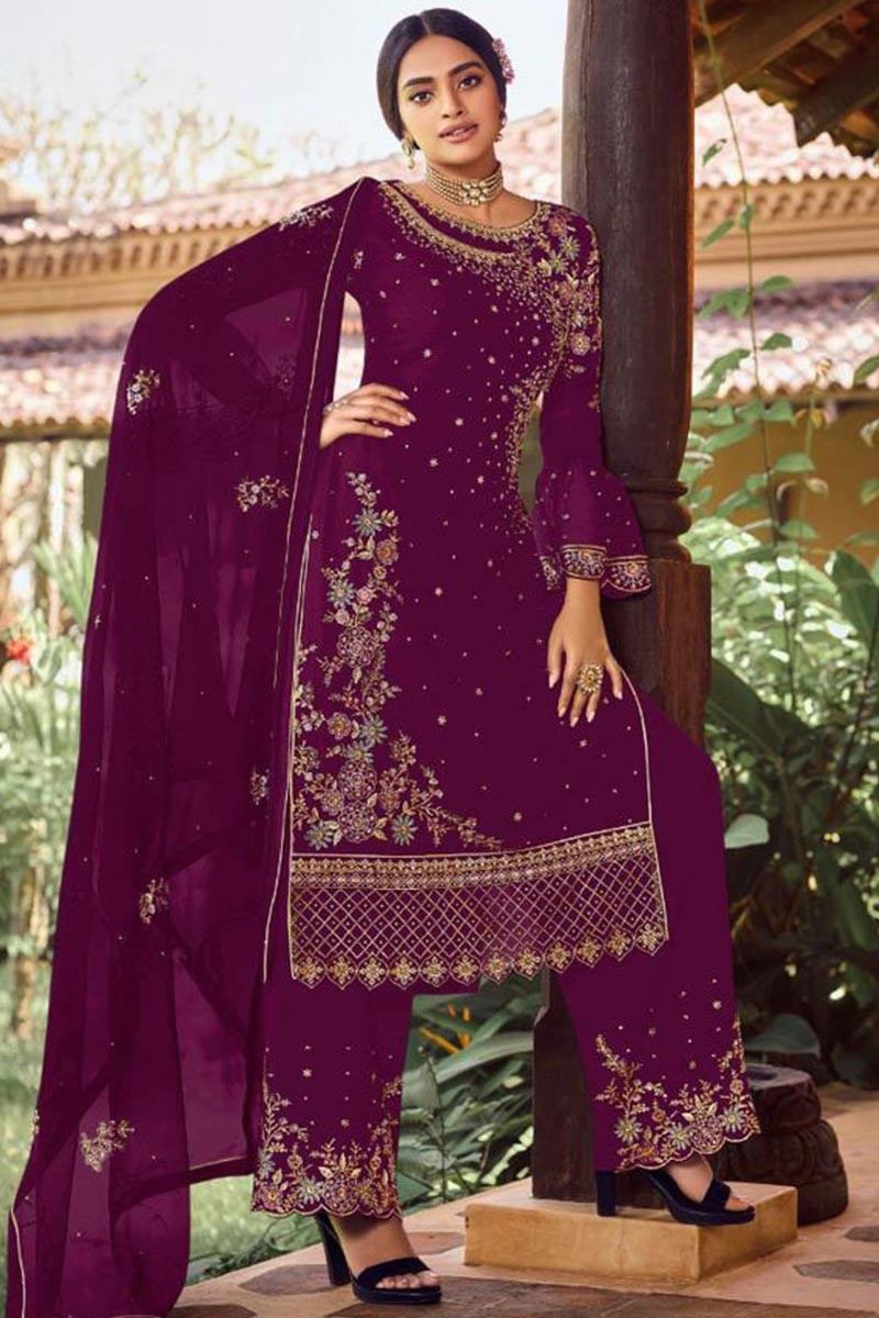 Plum pantsuit for wedding sales