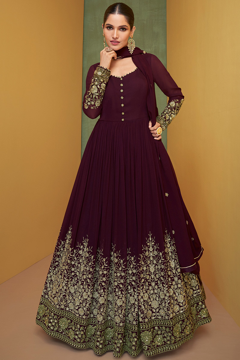 Maroon Color Party Wear Plazo Suit With Dupatta :: ANOKHI FASHION
