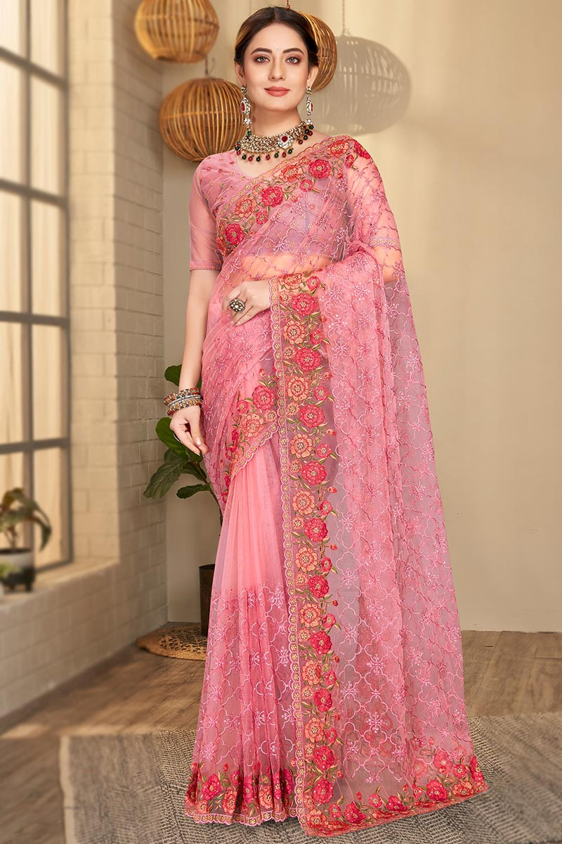 Blush Pink Saree With Blouse  Blouses for women, Pink saree, Saree