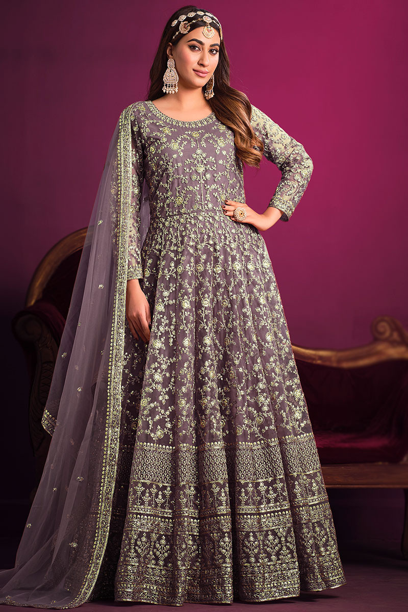 Mauve anarkali hotsell