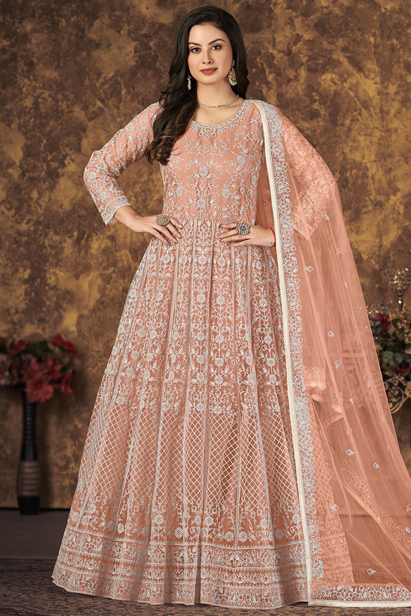 Peach anarkali on sale gown