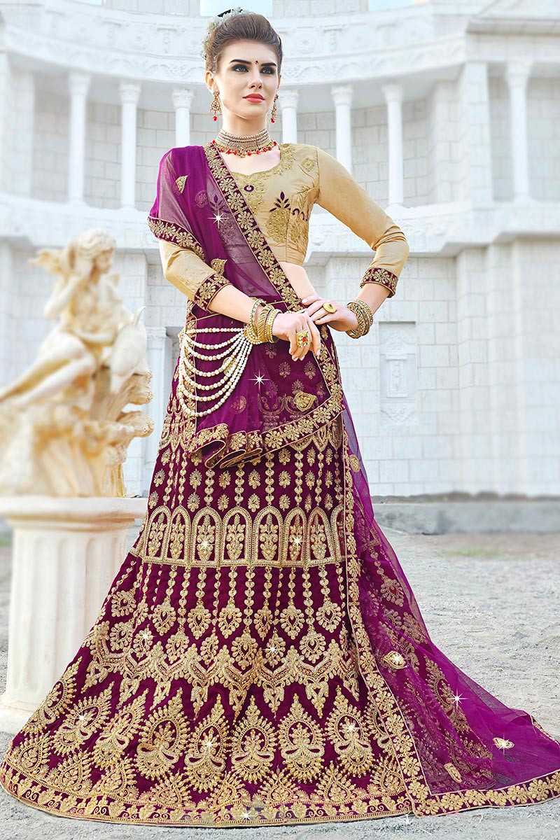 Velvet best sale purple lehenga