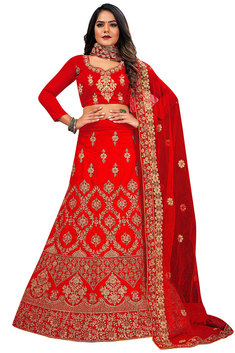 Red A Line Velvet Lehenga for Sangeet