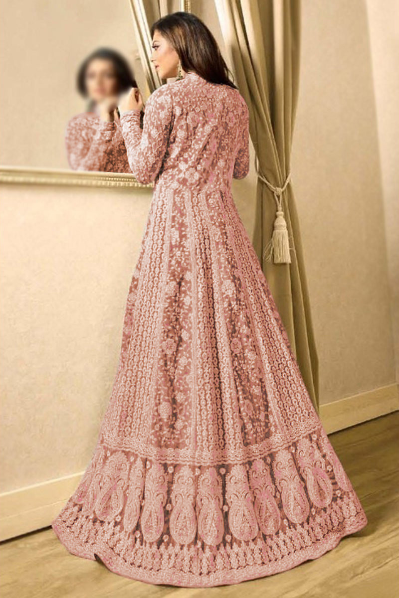 Buy Eid Dress Jacket Style Pink Anarkali Suit LSTV117385