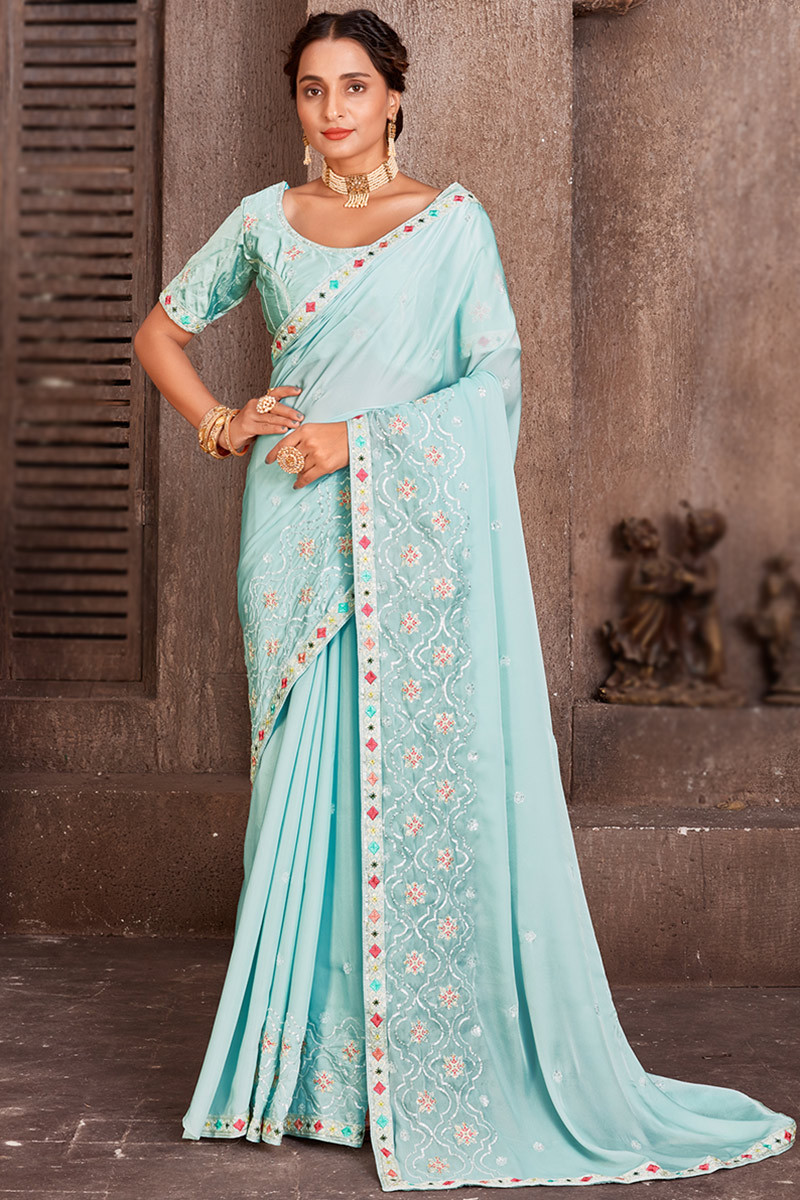Share more than 159 white blue saree latest