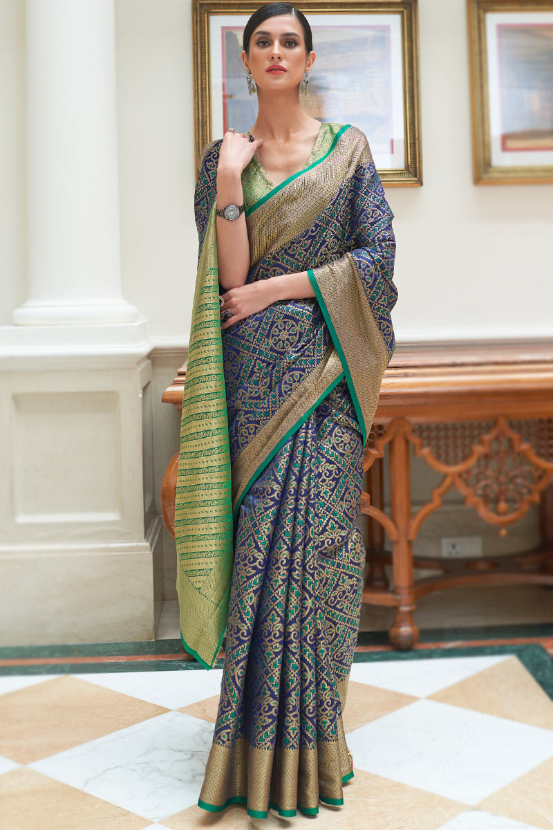 Dark blue deals saree online