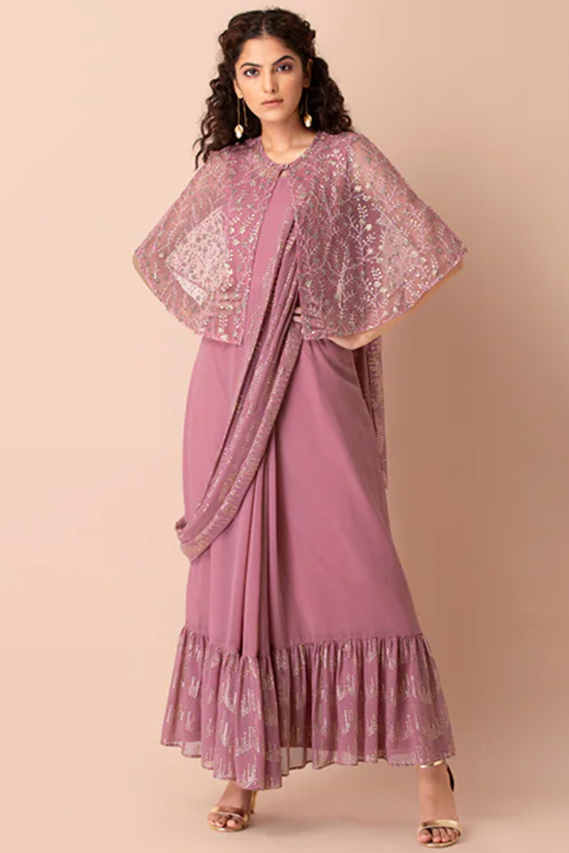 Dusty pink cape dress cheap