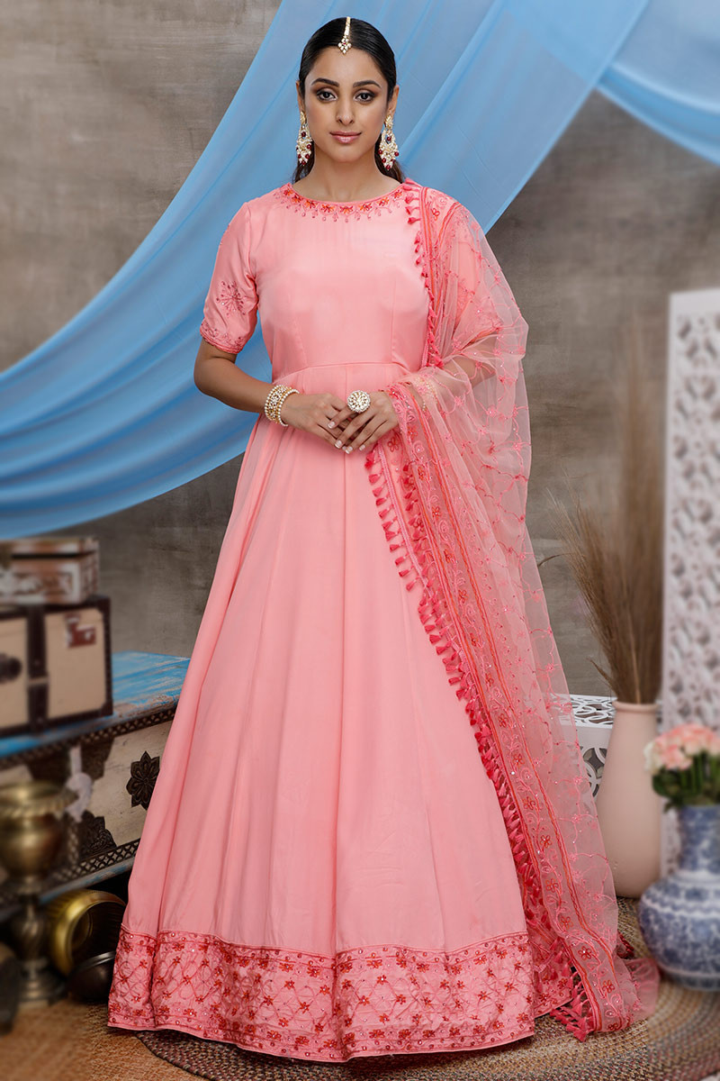 Embroidered shop silk gown