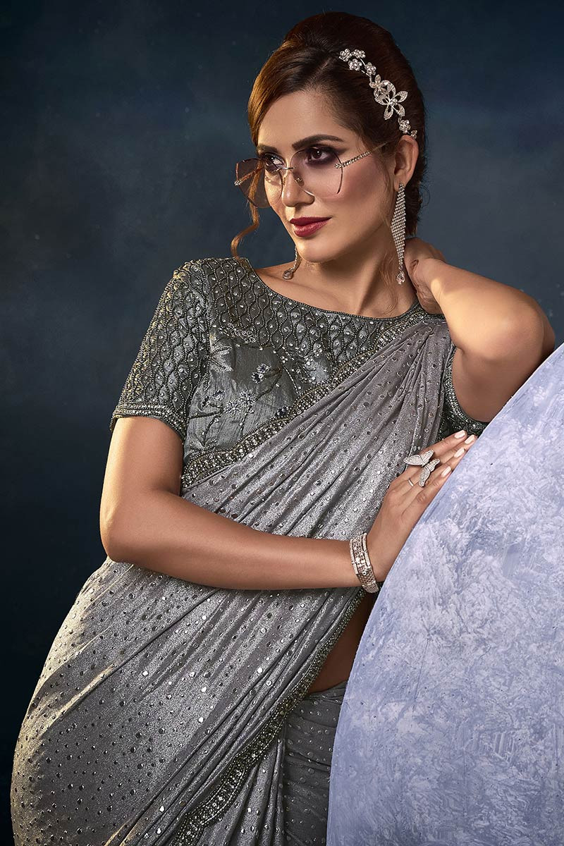Simple and classic gray | Blouse designs, Best designer sarees, Beautiful  blouses