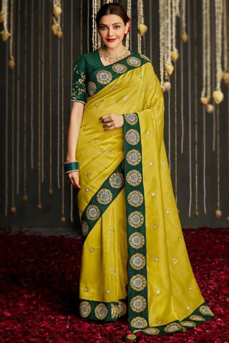 Golden Mustard Yellow Woven Celebrities Exclusive Designer Saree with –  zarikaariindia.com