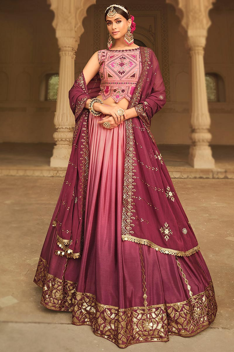 Magenta Pink Designer Heavy Embroidered Bridal Lehenga | Saira's Boutique