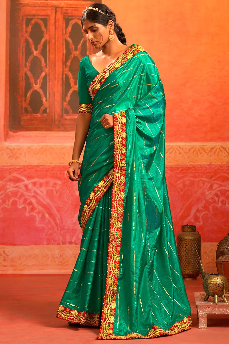 Latest Rich Pallu Green Colour Silk Saree With Blouse – Bahuji - Online  Fashion & Lifestyle Store