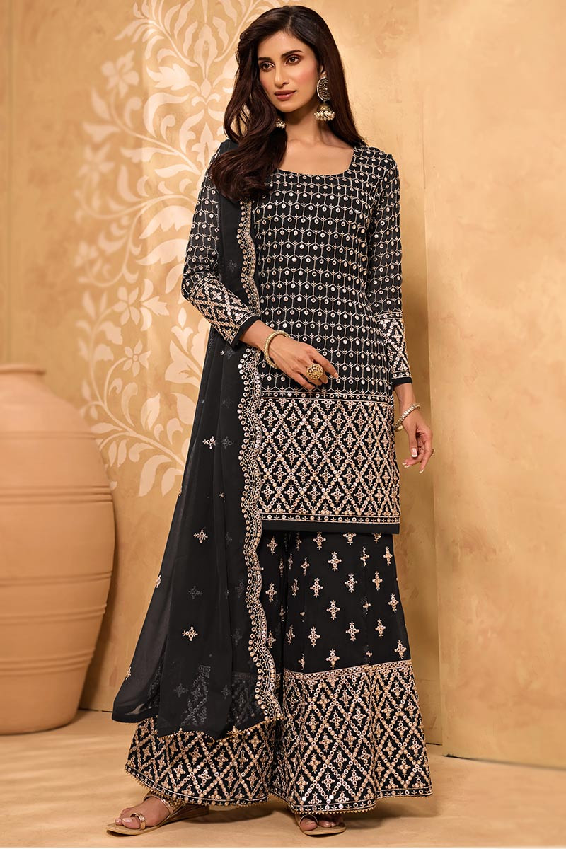 Buy online Embroidered Semi-stitched Sharara Suit Set from Suits & Dress  material for Women by Divine International Trading Co for ₹2699 at 55% off  | 2024 Limeroad.com