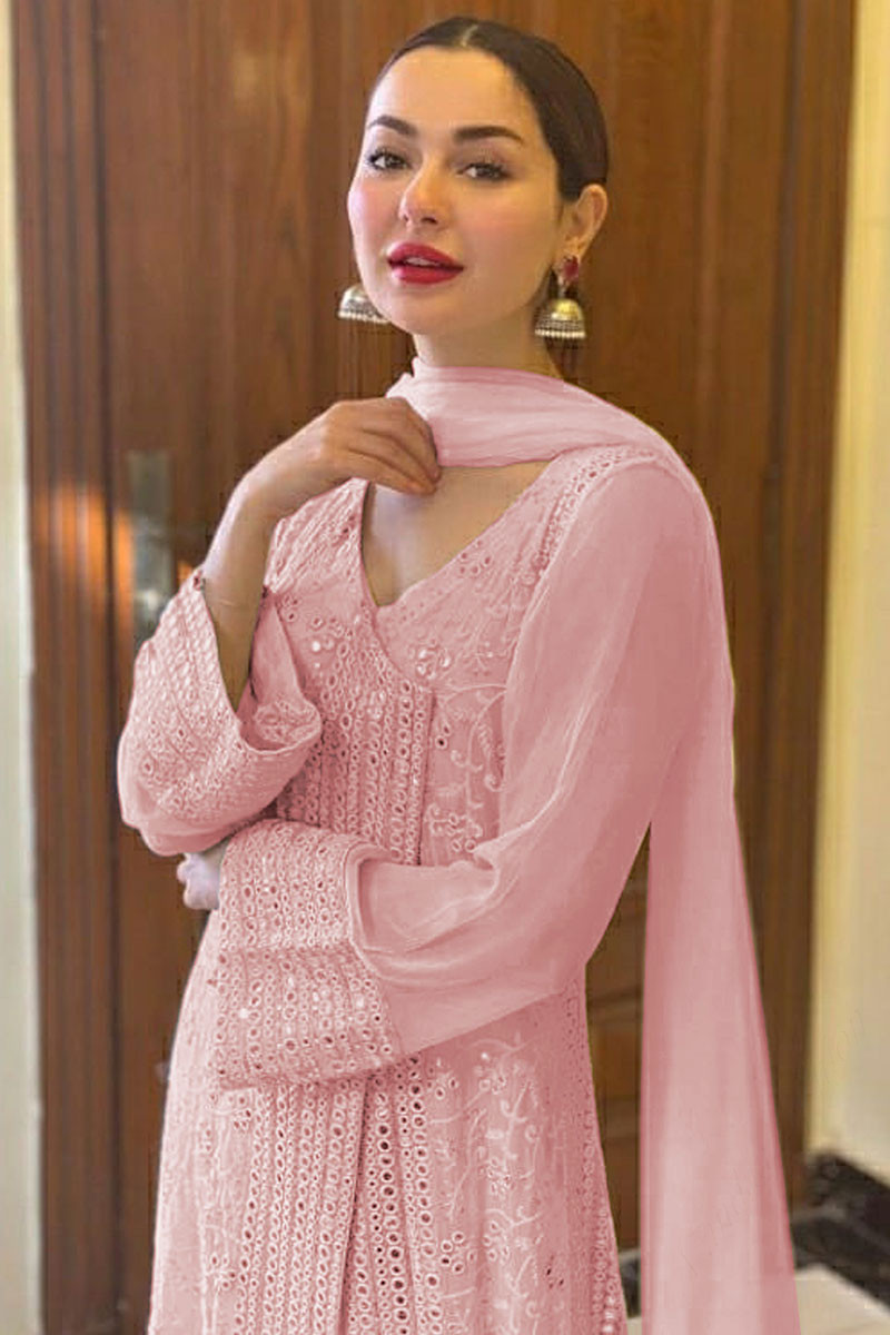 Affordable Light Pink Anarkali Suit with Thread Work LSTV115713